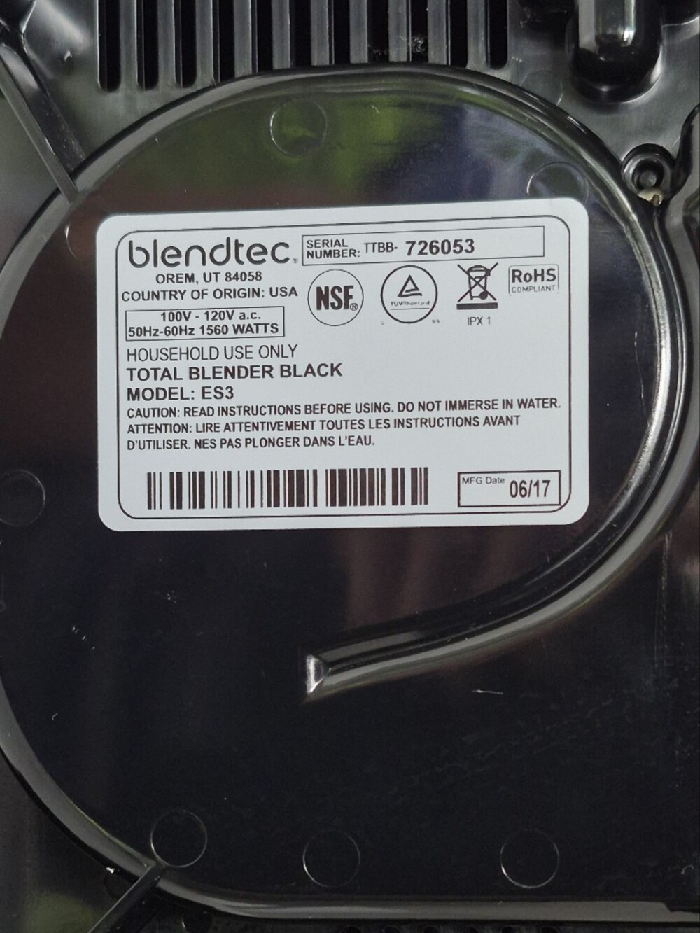 Blendtec ES3 Total Blender - EUC - Picture 6 of 10
